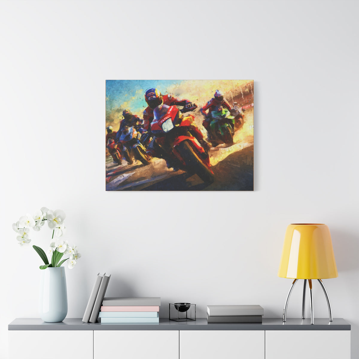 Impressionist MotoGP Riders Canvas: Fine Art Print Poster- Ready to Hang, Wall Art MotoGP Gift