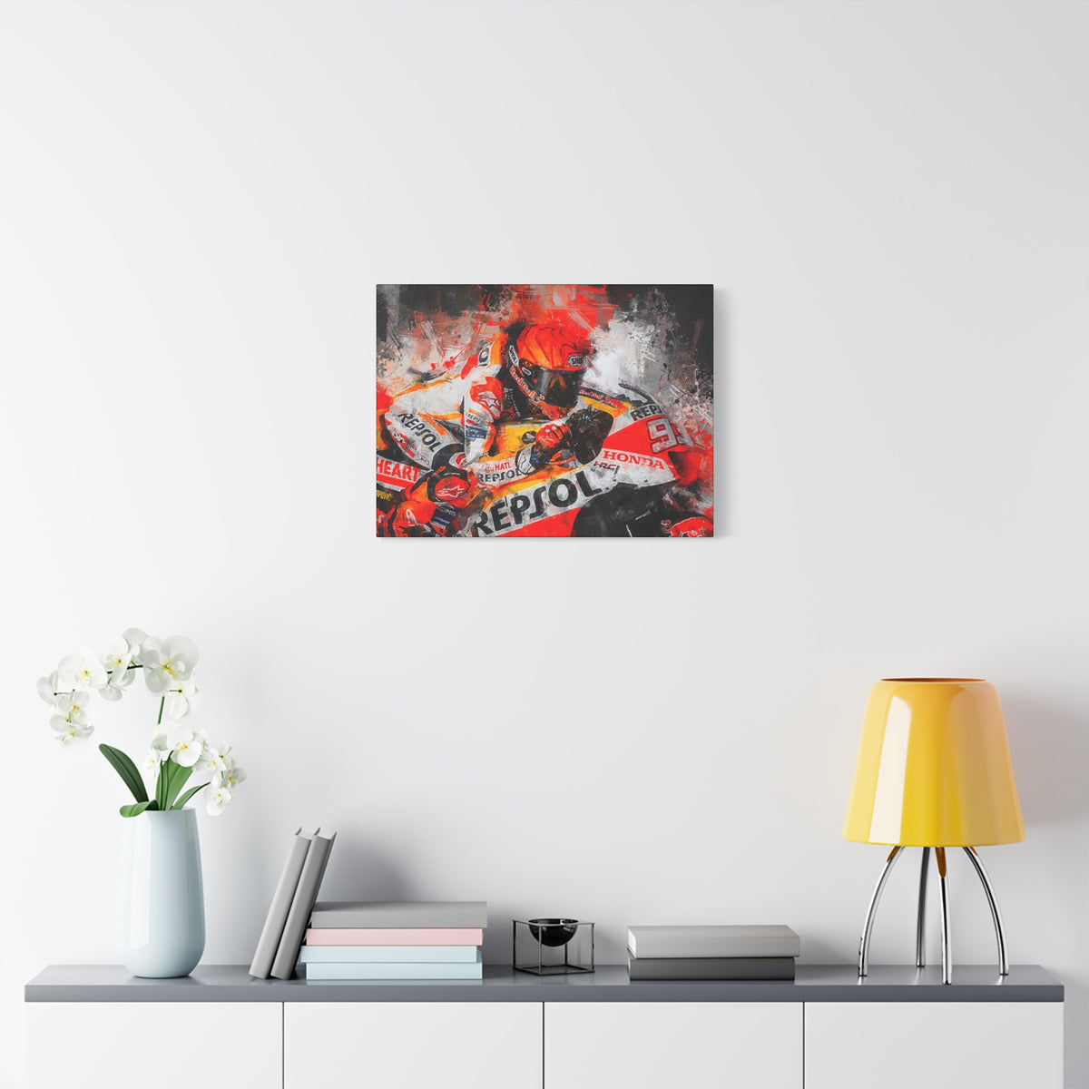 Racing Passion Unleashed: Stretched Canvas Fine Art MotoGP Print Poster - Ready to Hang, Wall Art MotoGP Gift