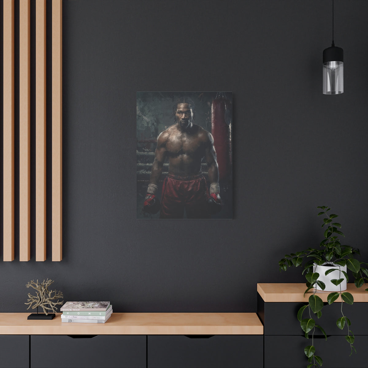 Lennox Lewis: Dynamic Boxing Brilliance - Stretched Canvas Fine Art Boxing Print Poster, Ready to Hang, Wall Art Boxing Gift