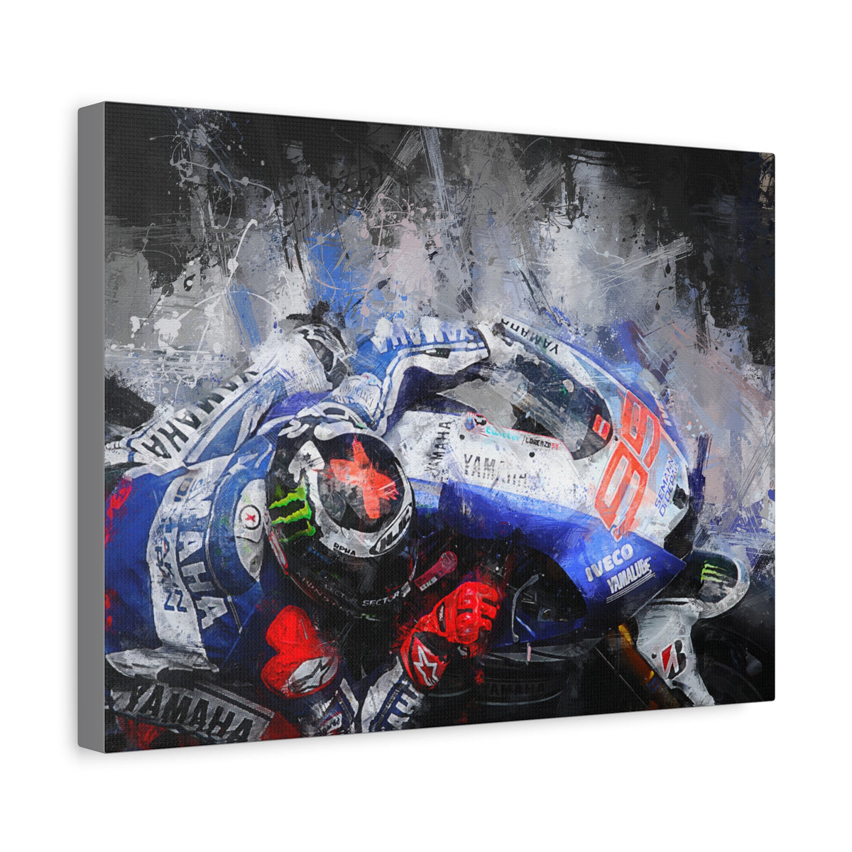 Ride the Rush with Jorge Lorenzo : Stretched Canvas Fine Art MotoGP Print Poster - Ready to Hang, Wall Art MotoGP Gif