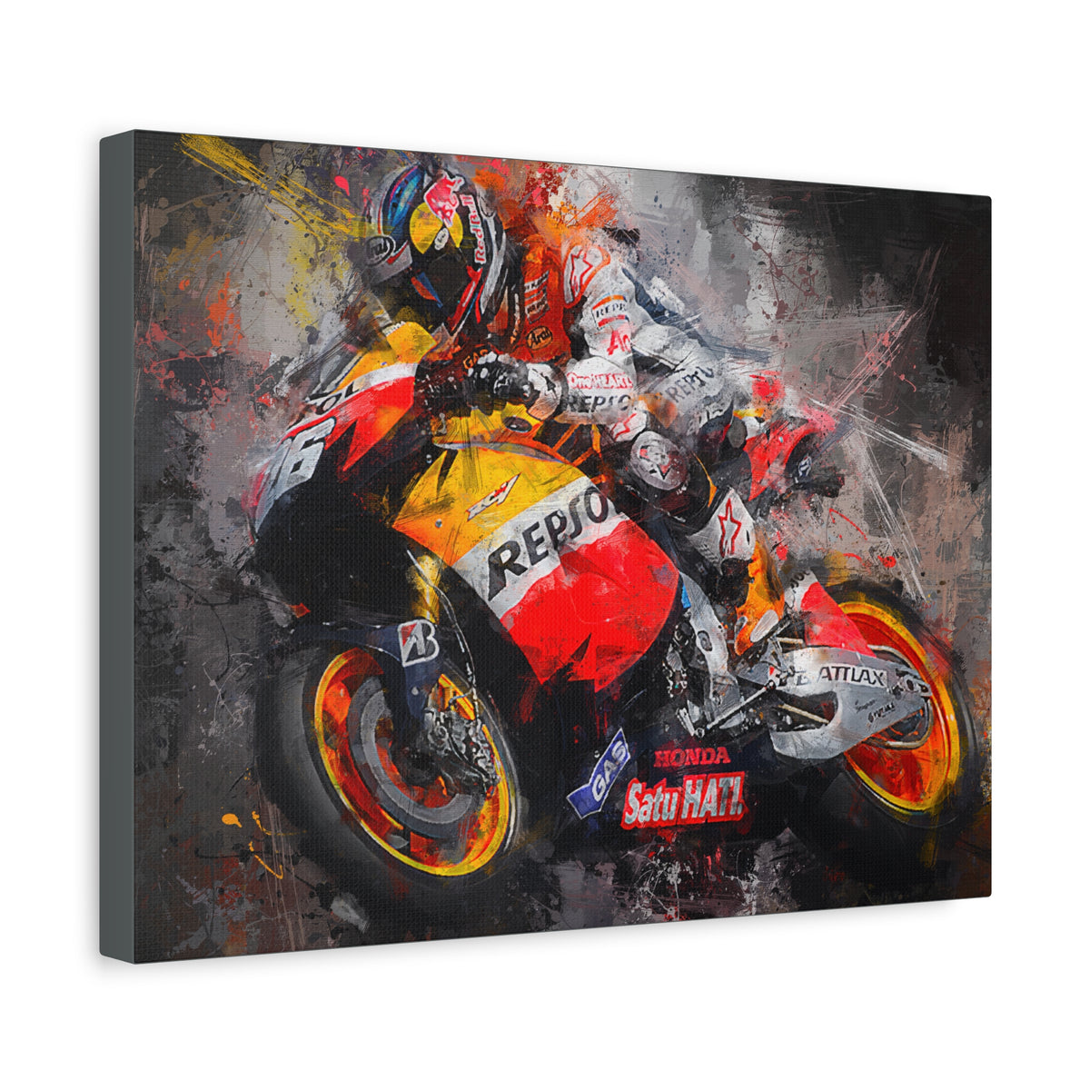 Experience the Thrill: Stretched Canvas Fine Art MotoGP Print Poster - Ready to Hang, Wall Art MotoGP Gift