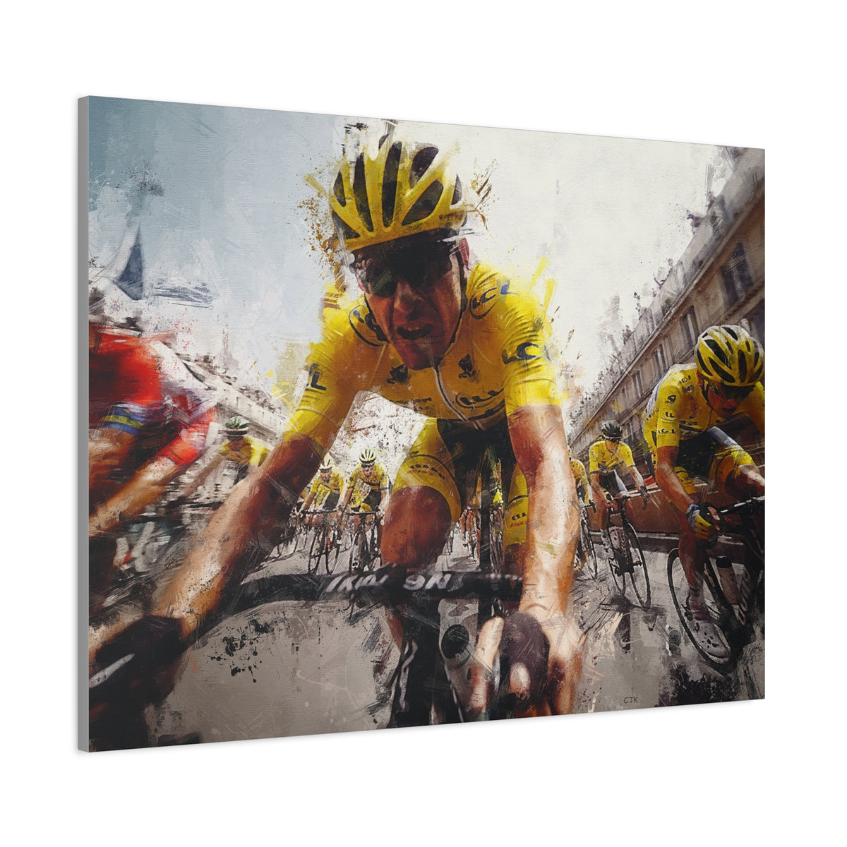 Brussels Cycling Classic Elegance: Oil Painting Print, Cycling Art for Home Deco