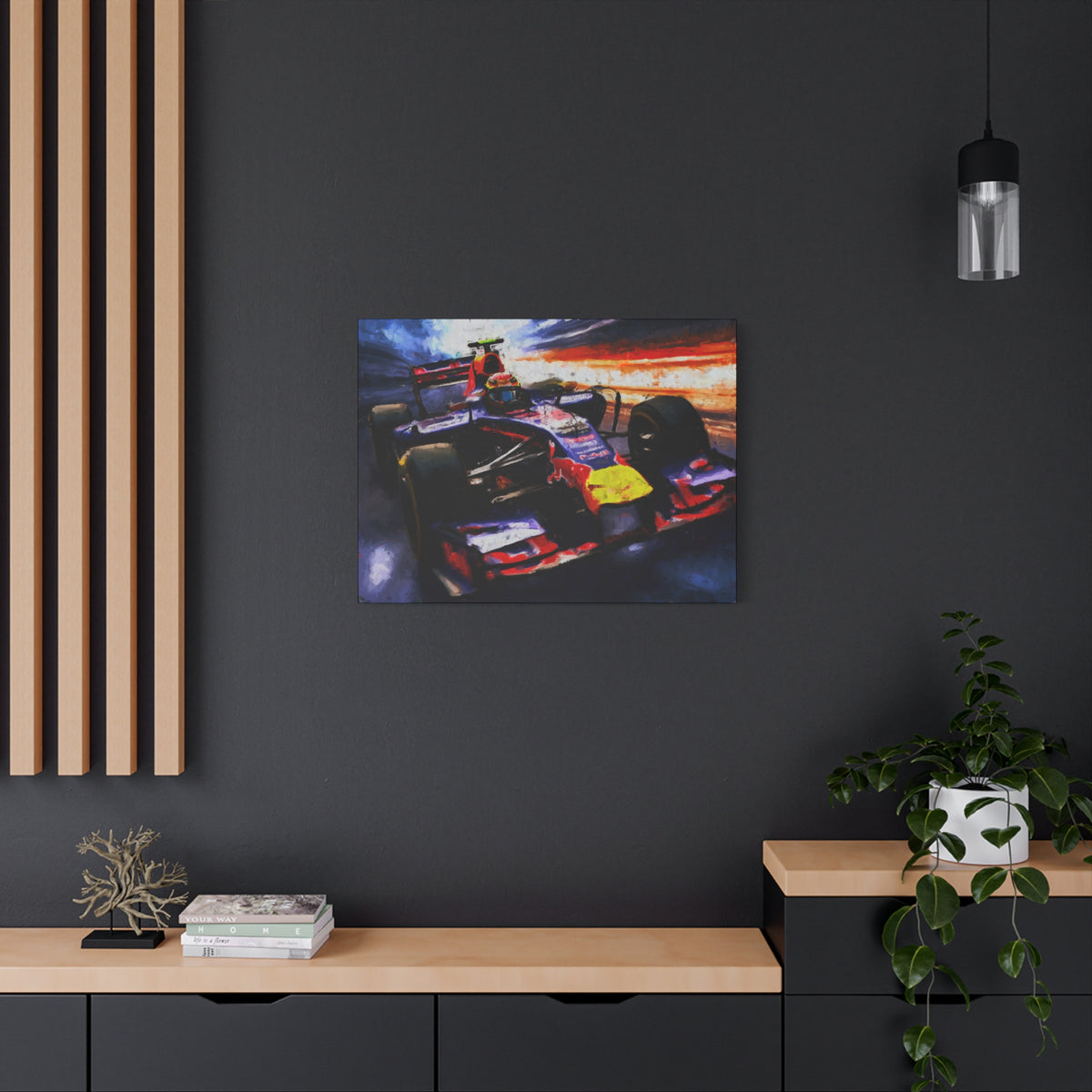 Speeding through a  Monaco Circuit Tunnel: Stretched Canvas F1 Fine Art Print Poster - Ready to Hang, Wall Art Formula One Gift