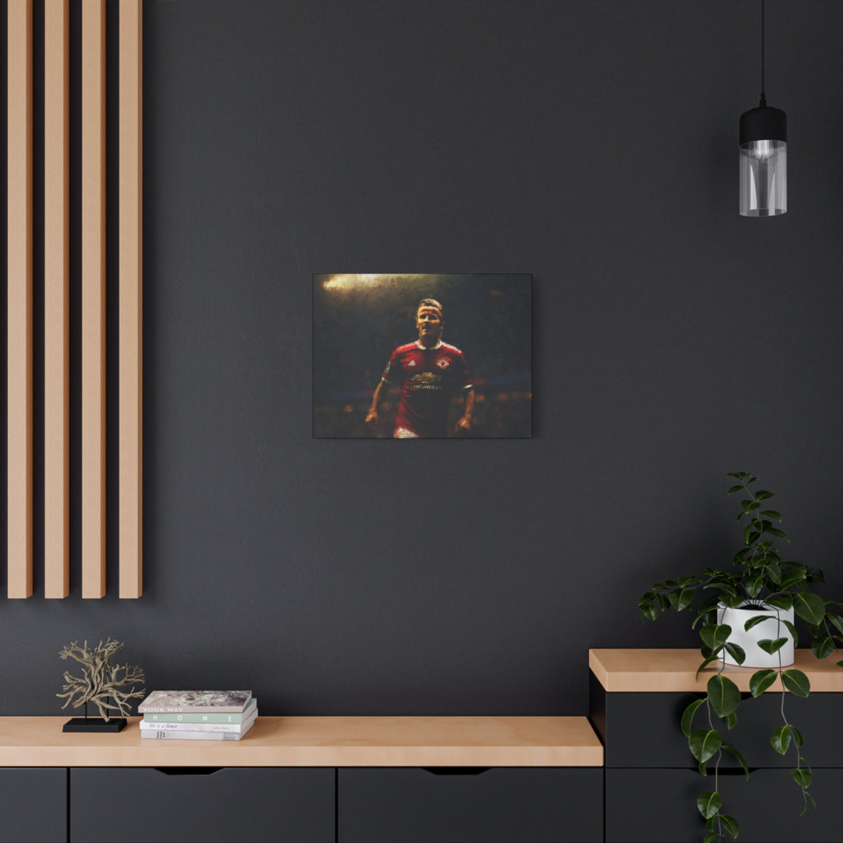 Beckham Brilliance Impressionist Portrait, Stretched Canvas Football Fine Art Print Poster, Ready to Hang Football Wall Art, Soccer Fan Gift