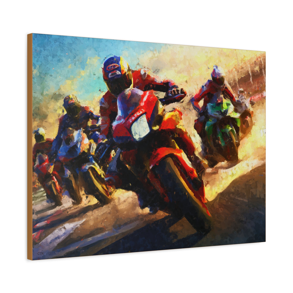 Impressionist MotoGP Riders Canvas: Fine Art Print Poster- Ready to Hang, Wall Art MotoGP Gift
