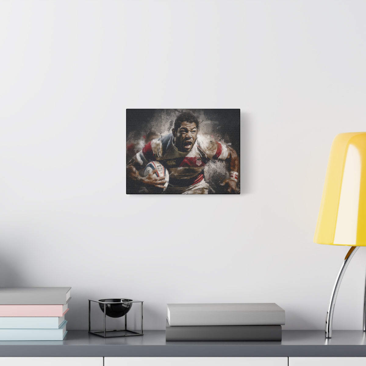 Dynamic Rugby Passion: Expressionist Stretched Canvas Fine Art Painting Print Poster - Ready to Hang Wall Art, Rugby Gift