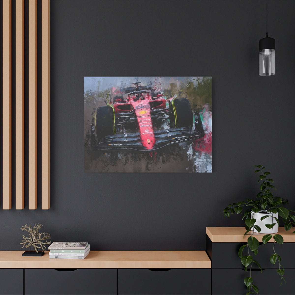 Roar of the Track: Stretched Canvas F1 Racing Car Fine Art Print Poster - Ready to Hang, Wall Art Formula One Gift