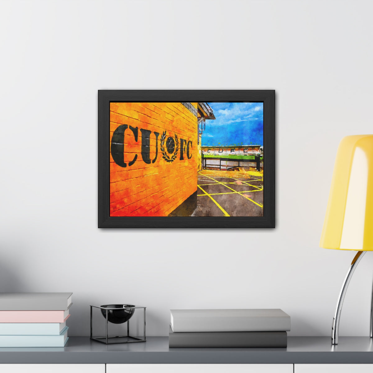 Cambridge United’s Abbey Stadium Print - Ready to Hang Framed Watercolour Fine Art Painting Print Poster, Football Wall Art, Soccer Fan Gift