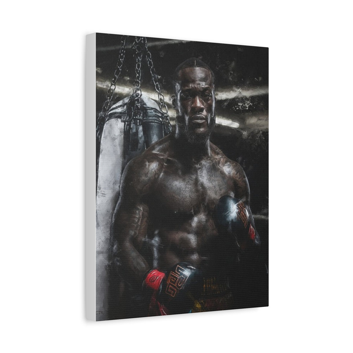 Deontay Wilder Portrait Painting: Power and Precision - Stretched Canvas Fine Art Boxing Print Poster, Ready to Hang, Wall Art Boxing Gift