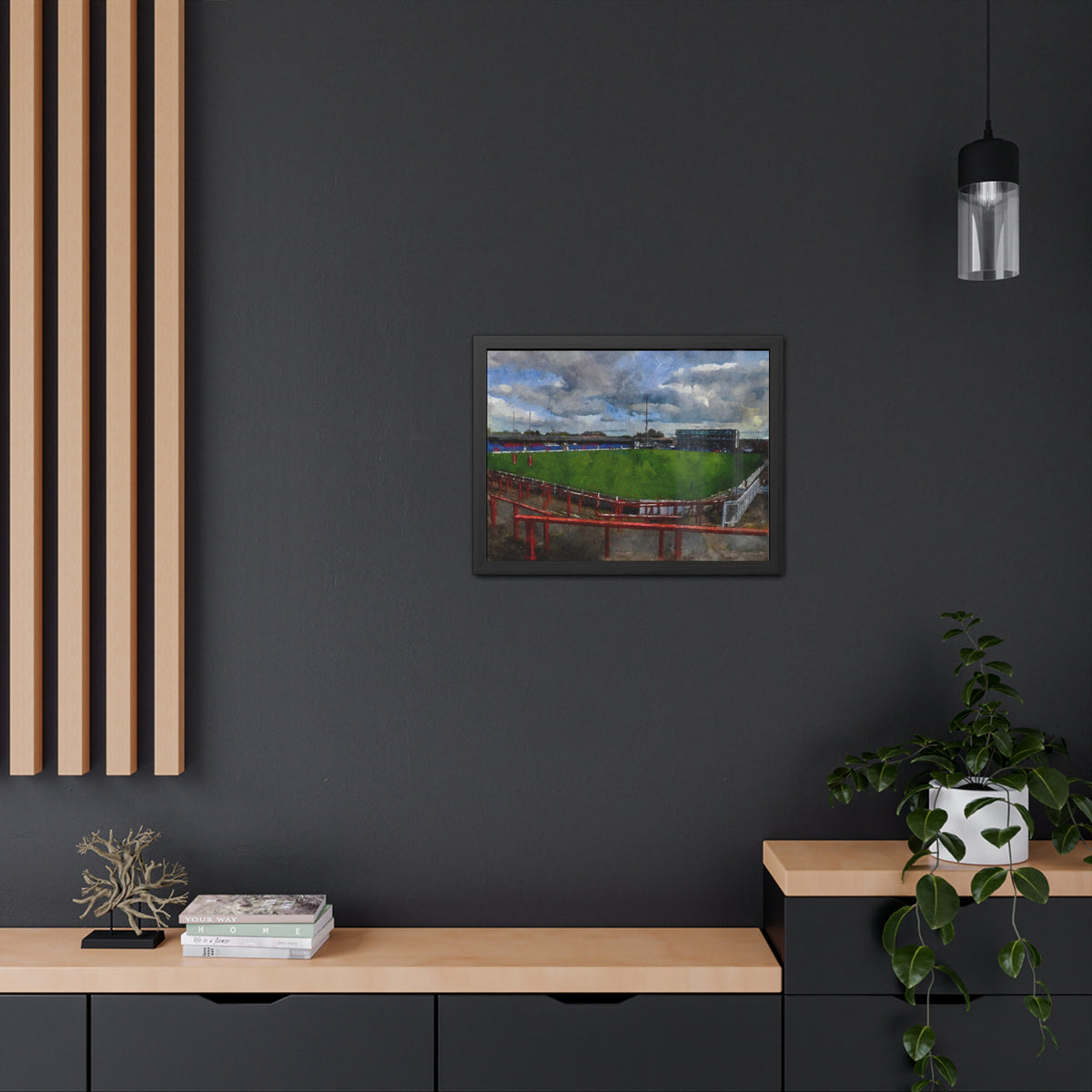 Belle Vue Reverie: Wakefield Painting - Ready to Hang Framed Fine Art Rugby Print Poster, Wildcats Rugby Fan Gift