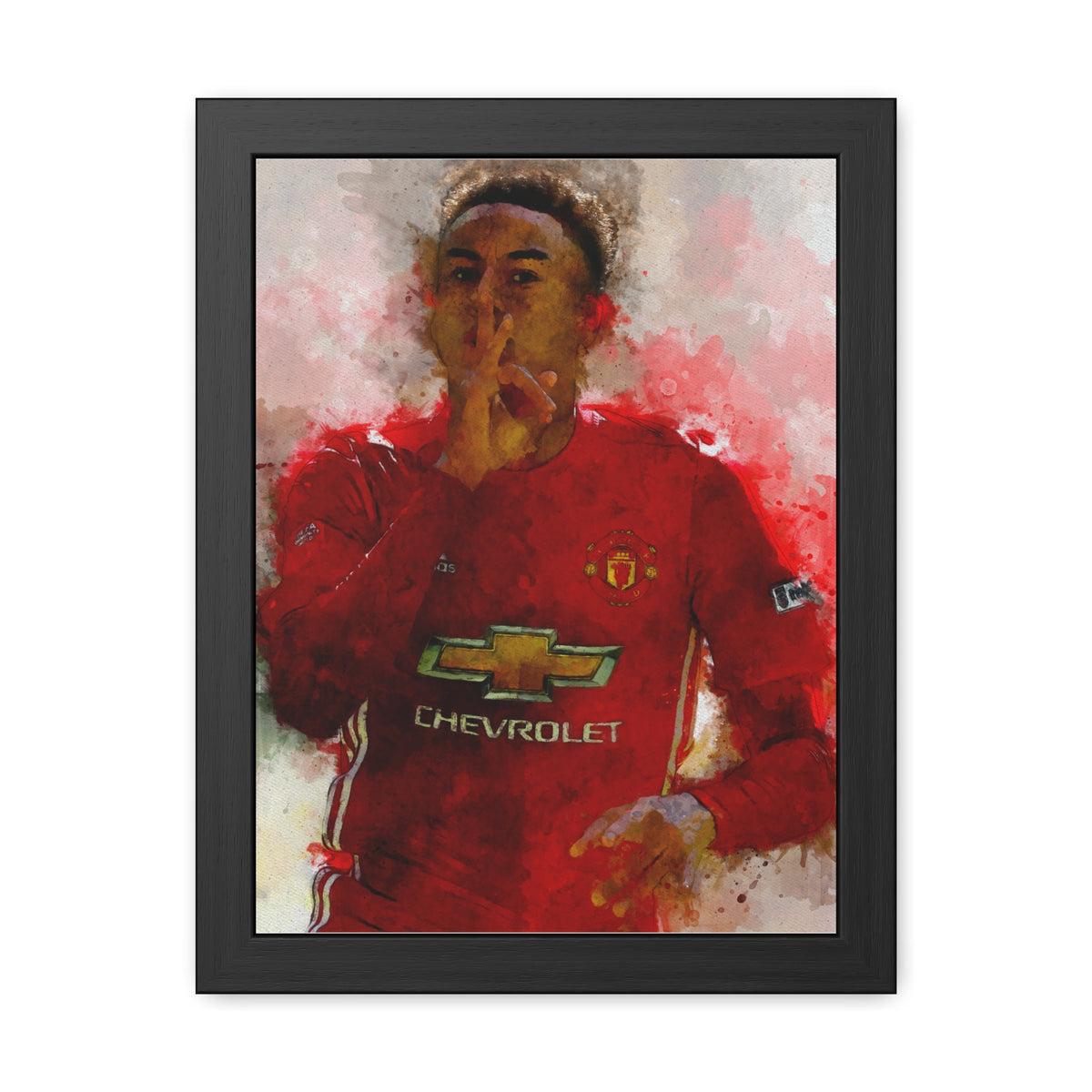 Jesse Lingard Expressionist Watercolour Portrait - Football Art Print of Manchester United & West Ham Legend, Ready to Hang Framed Watercolour Fine Art Painting Print Poster, Football Wall Art, Soccer Fan Gift