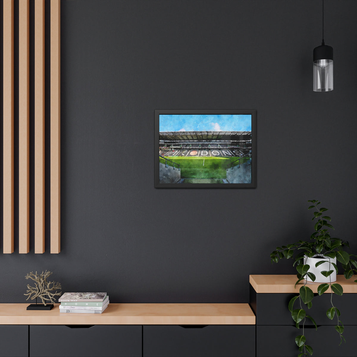 Milton Keynes Dons Stadium MK Watercolour Fine Art Painting - Ready to Hang Framed Print Poster, Football Wall Art, Soccer Fan Gift