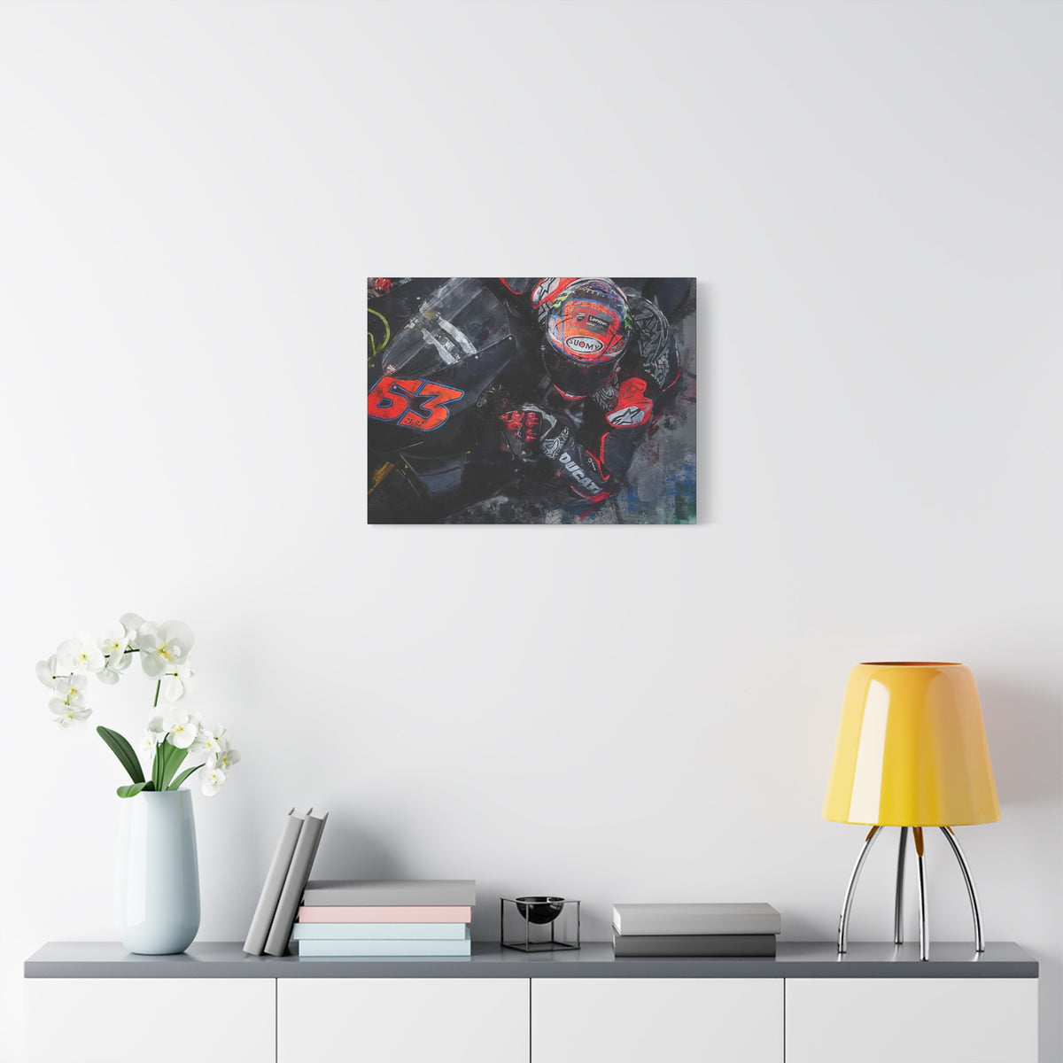 Ducati Cornering: Stretched Canvas Fine Art MotoGP Print - Ready to Hang, Wall Art MotoGP Gift