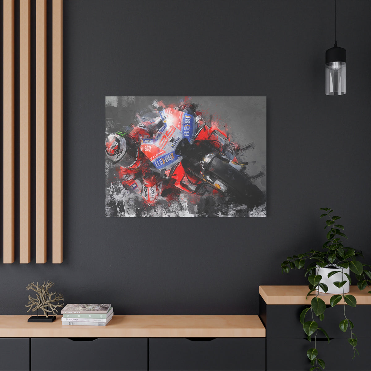 Expressive Speed: Stretched Canvas Fine Art MotoGP Print Poster - Ready to Hang, Wall Art MotoGP Gift