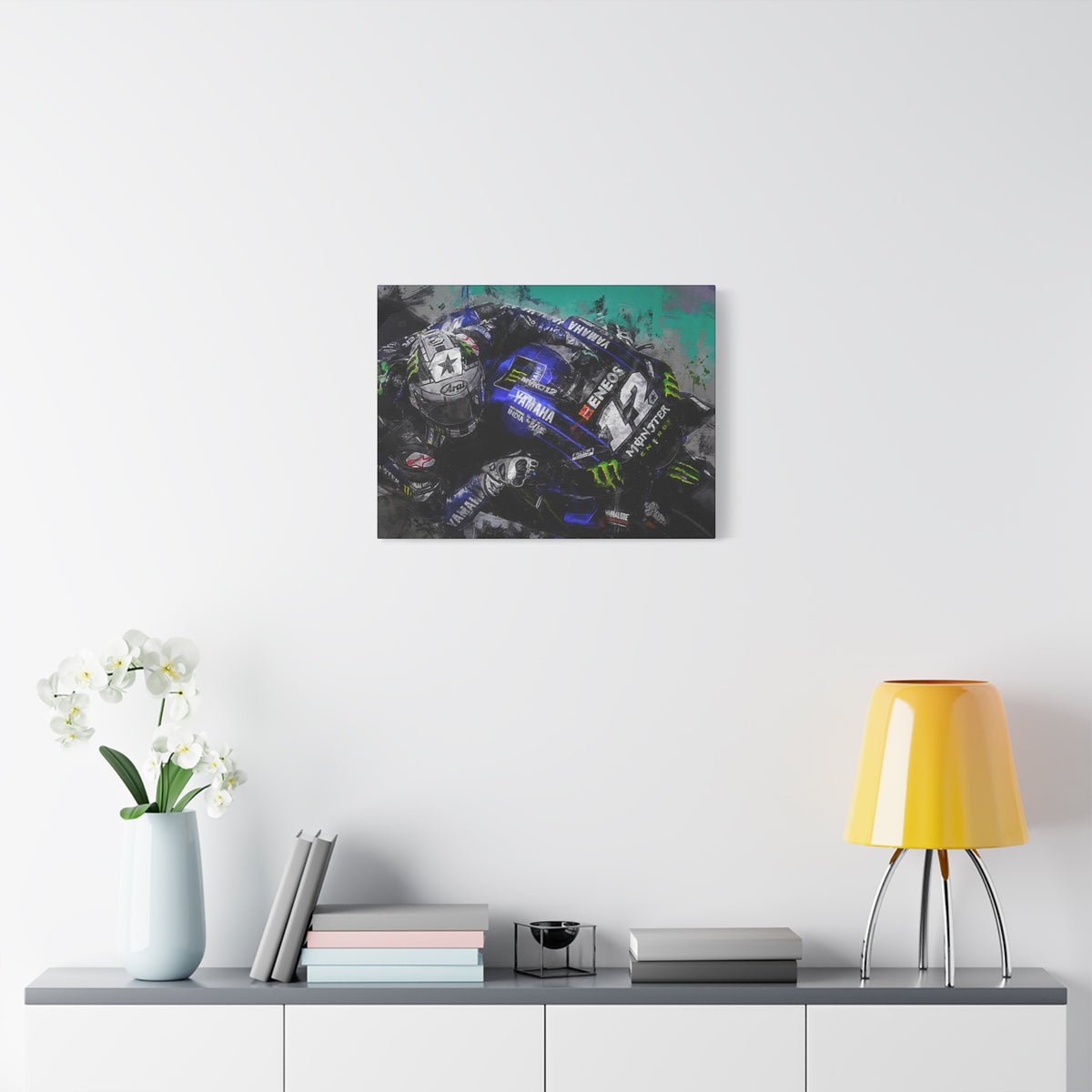 Dynamic MotoGP Thrills: Stretched Canvas Fine Art Print Poster - Ready to Hang, Wall Art MotoGP Gift