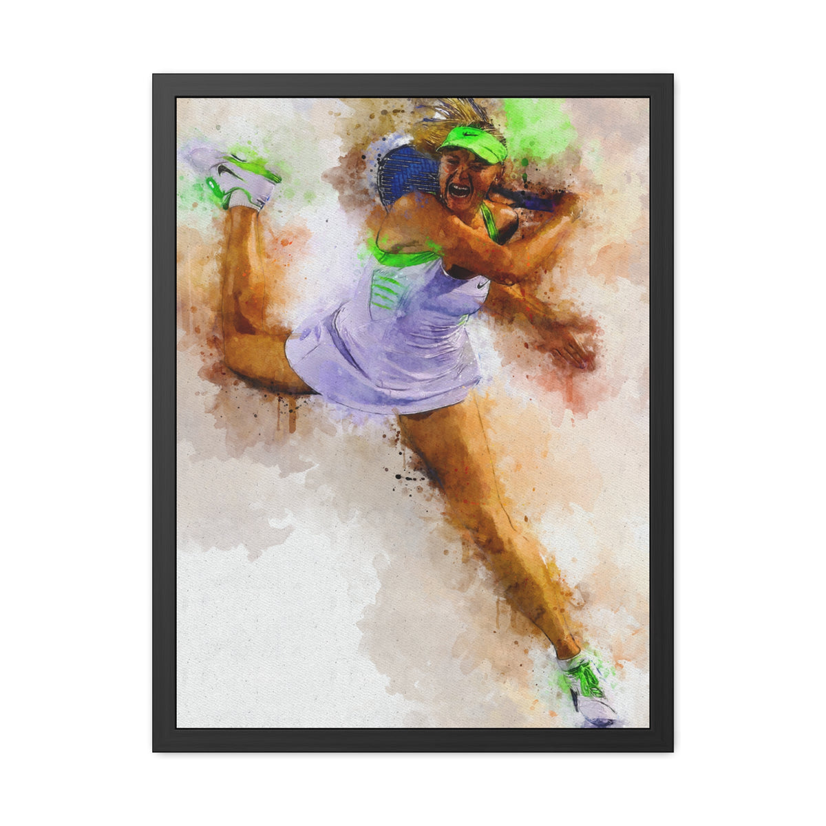 Maria Sharapova Expressionist Portrait: Ready to Hang Framed Watercolour Fine Art Painting Print Poster, Tennis Wall Art, Tennis Fan Gift