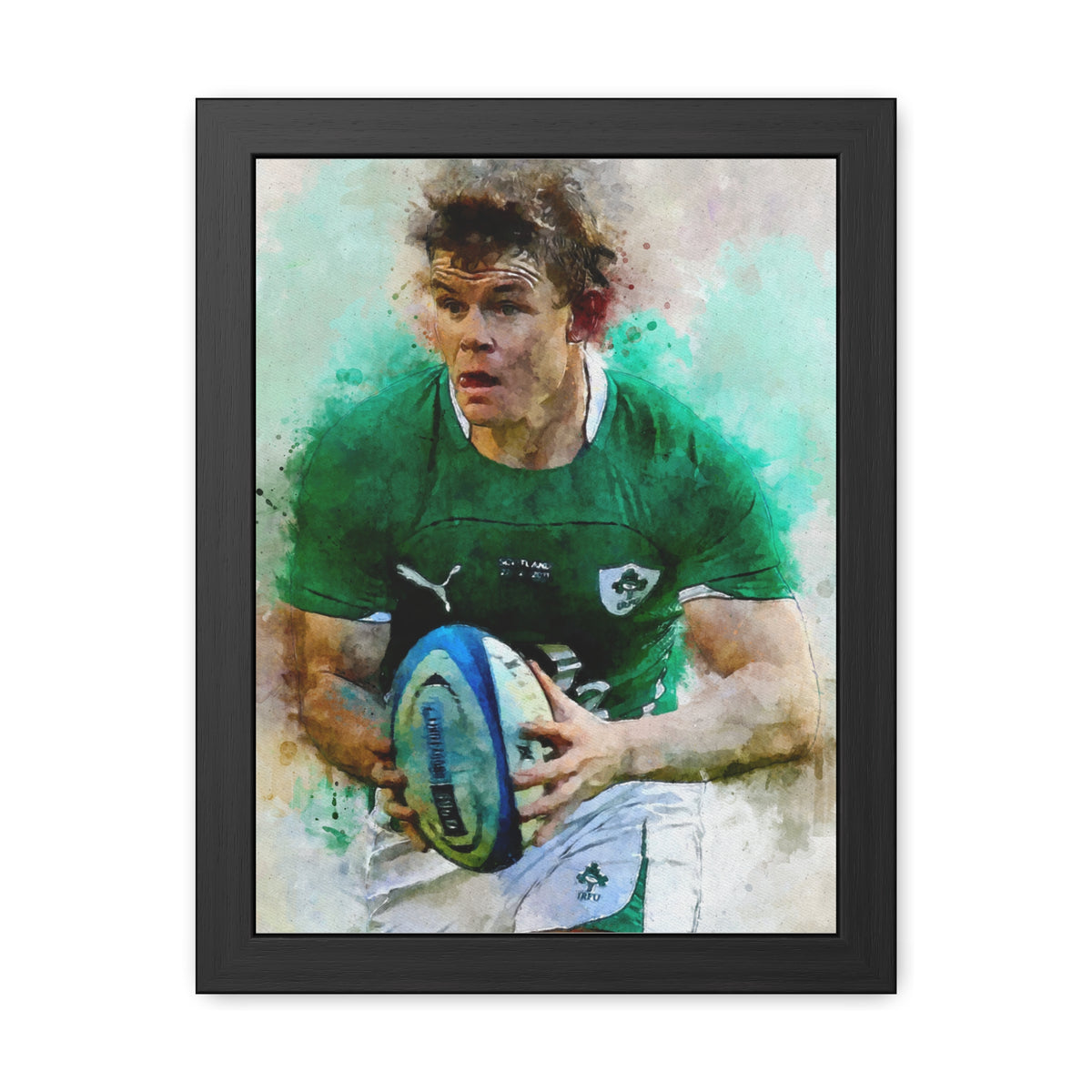 Brian O'Driscoll:  Fine Art Print of the Legendary Rugby Player - Ready to Hang Framed Rugby Print Poster,  Wall Art, Rugby Fan Gift