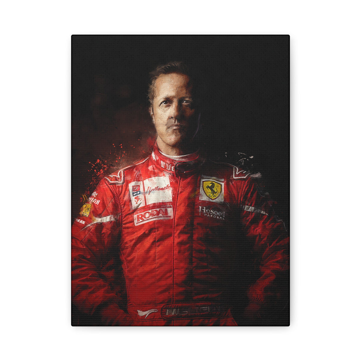 Essence of a Legend: Michael Schumacher Portrait Painting - Stretched Canvas Fine Art F1 Print, Ready to Hang, Formula One Gift