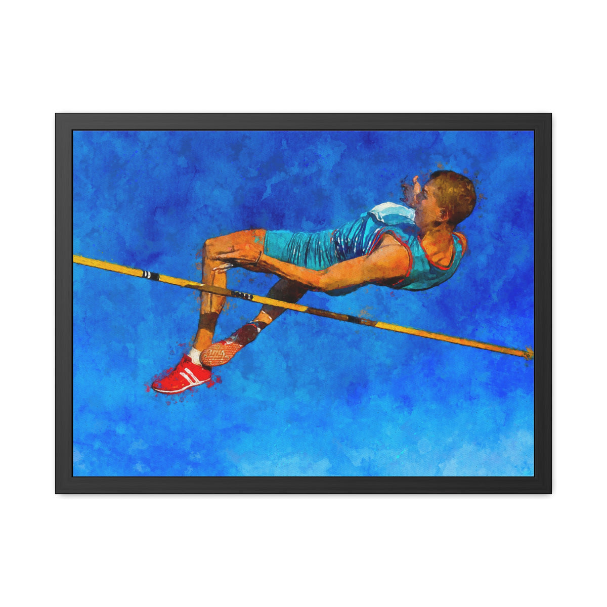 Expressionist Art Watercolour Painting Print of High Jumper - Ready to Hang Framed Fine Art Poster, Athletics Wall Art, Athletics Fan Gift