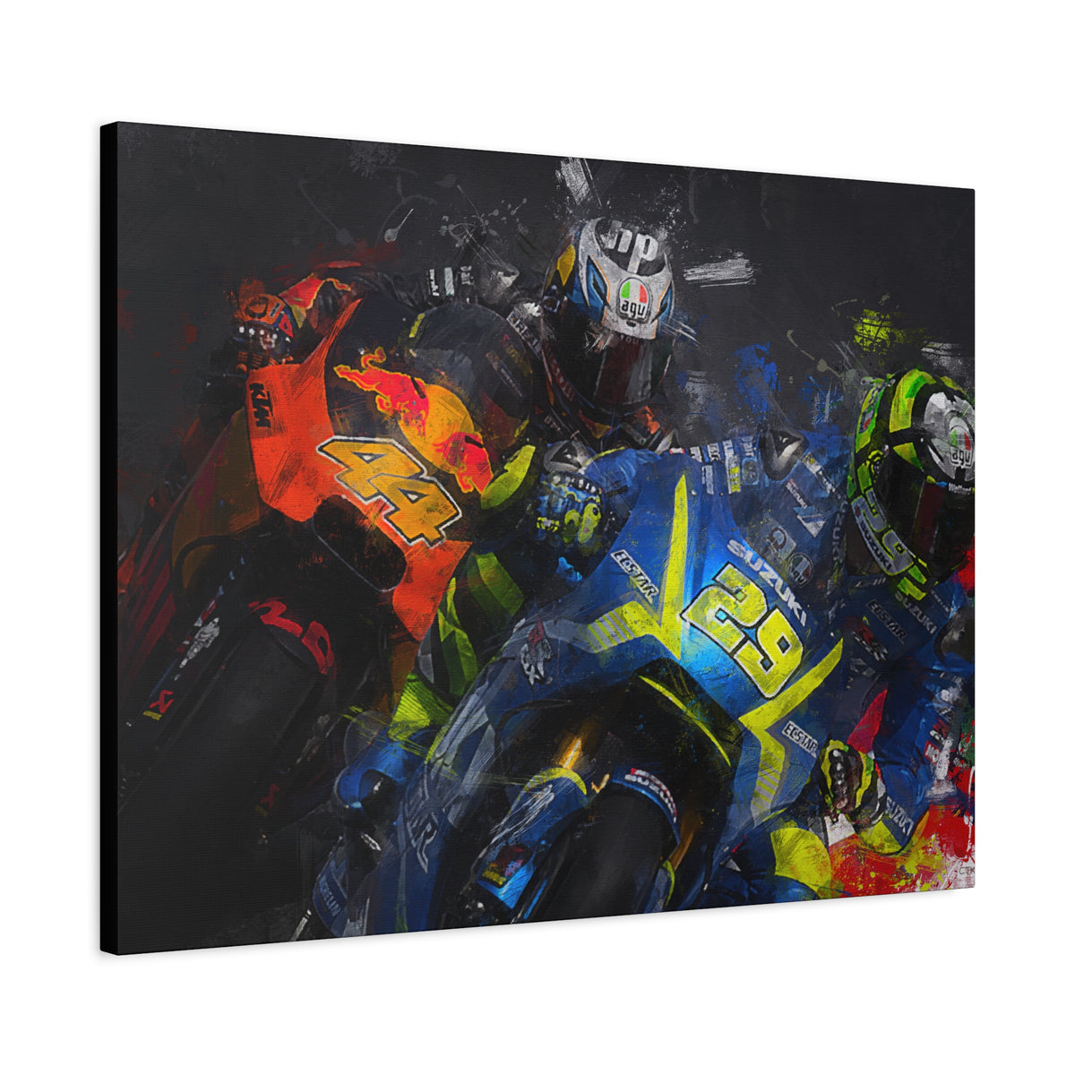Ride into the MotoGP Thrill: Stretched Canvas Fine Art Print Poster - Ready to Hang, Wall Art MotoGP Gift