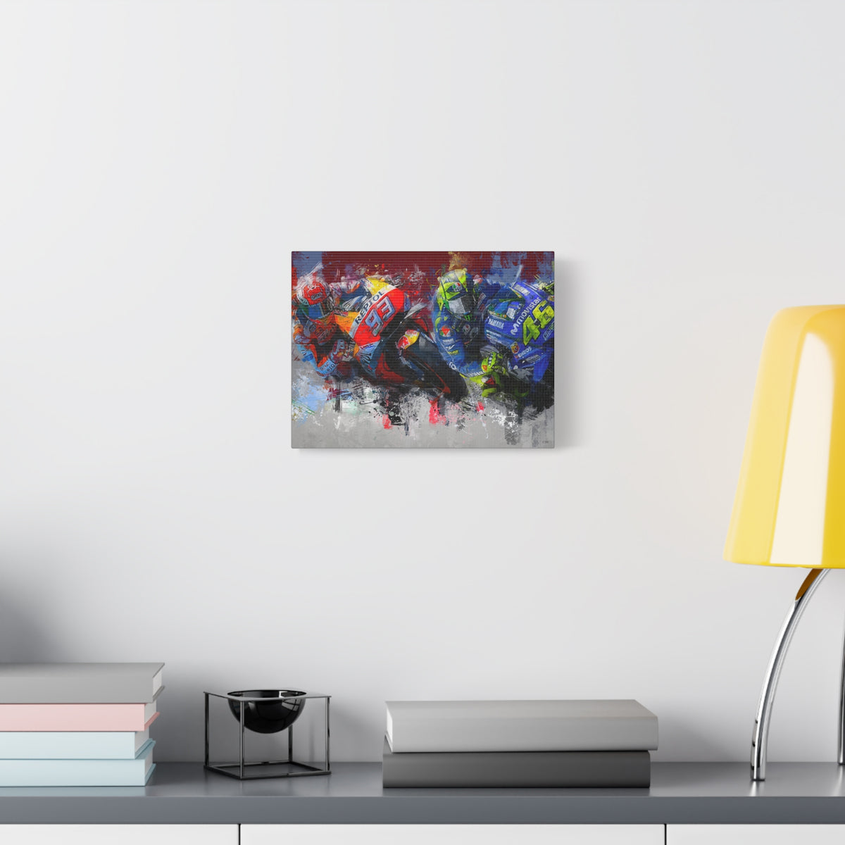 MotoGP Racers Conquer the Canvas! Expressionist Stretched Canvas Fine Art MotoGP Print Poster - Ready to Hang, Wall Art MotoGP Gift