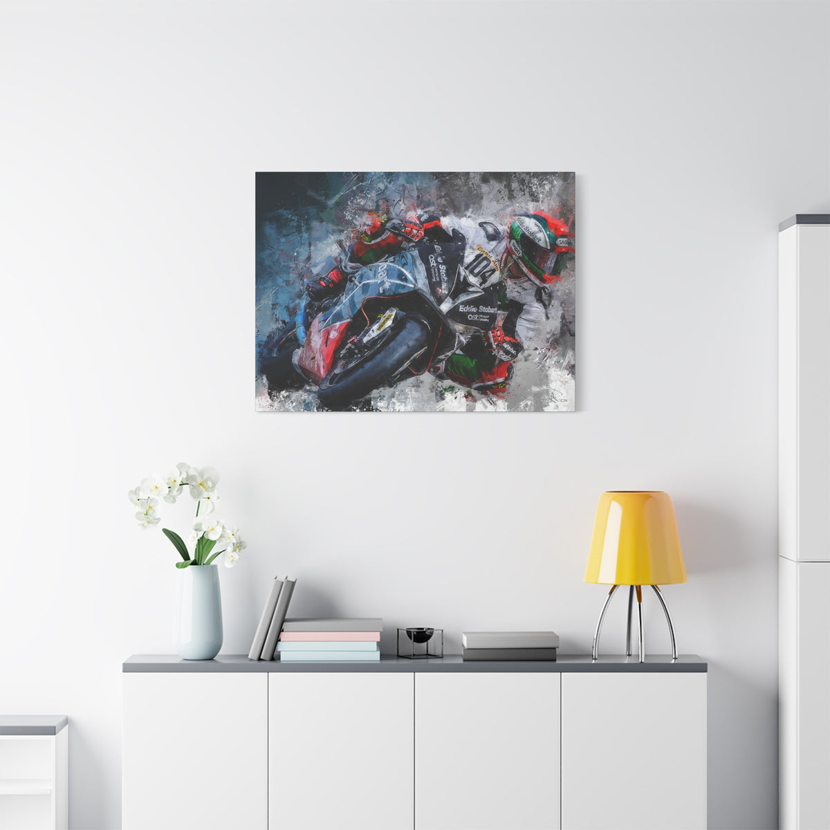 Adrenaline Unleashed: Stretched Canvas Fine Art MotoGP Print Poster - Ready to Hang, Wall Art MotoGP Gift