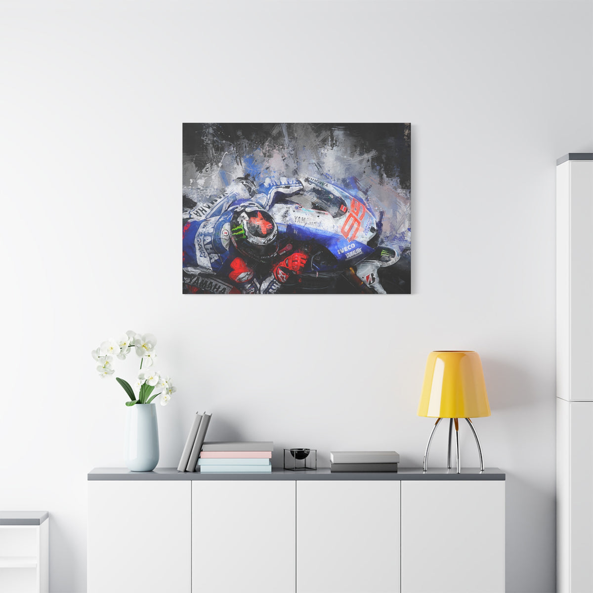 Ride the Rush with Jorge Lorenzo : Stretched Canvas Fine Art MotoGP Print Poster - Ready to Hang, Wall Art MotoGP Gif
