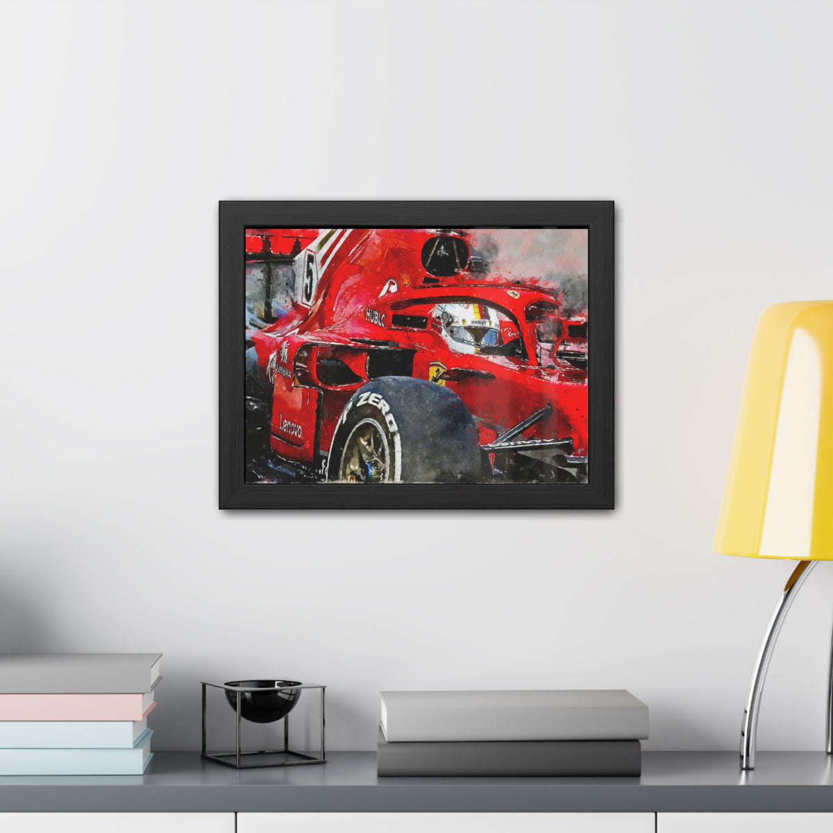 Drive into the F1 Fast Lane: Framed Watercolour F1 Fine Art Print - Ready to Hang, Wall Art Formula One Gift.