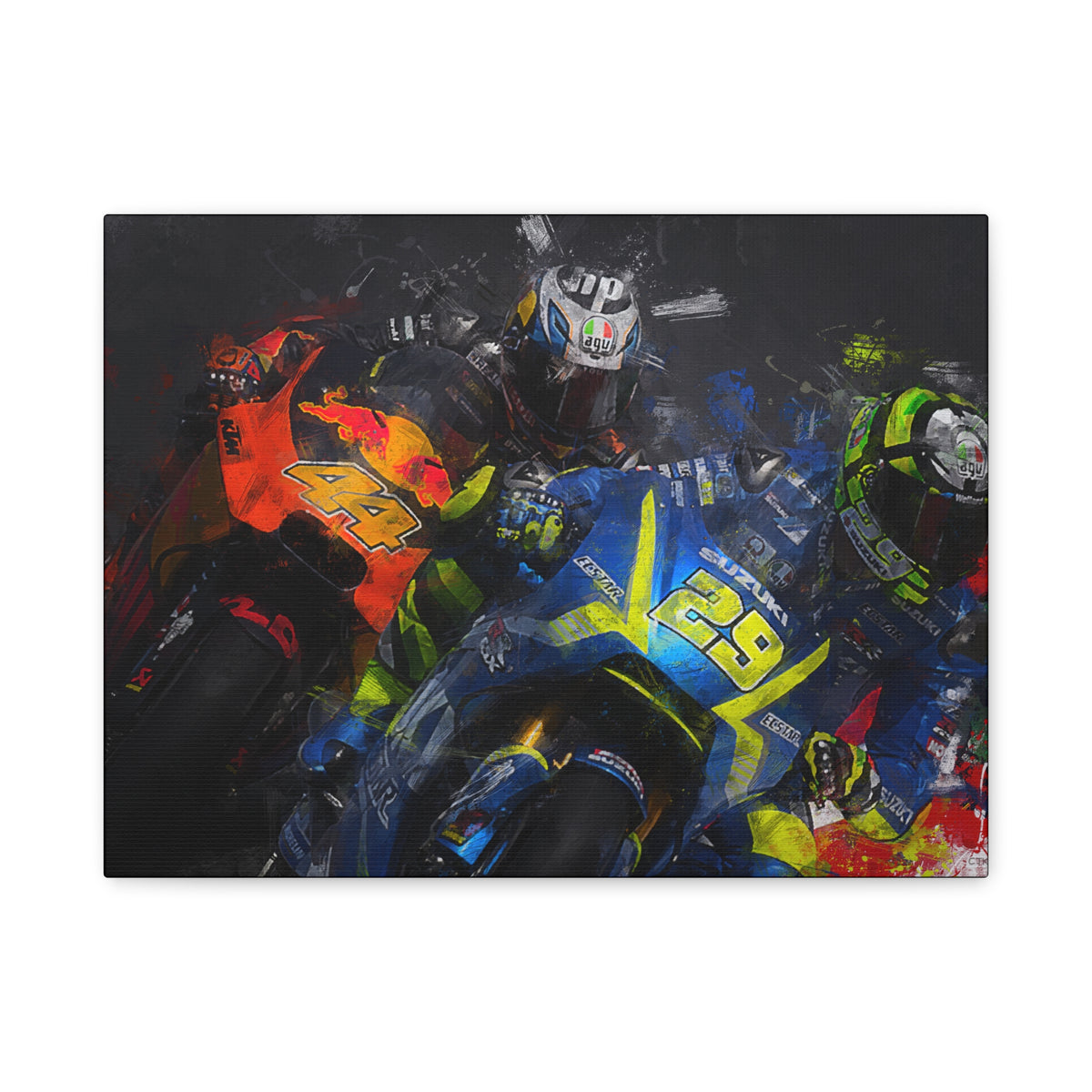 Ride into the MotoGP Thrill: Stretched Canvas Fine Art Print Poster - Ready to Hang, Wall Art MotoGP Gift