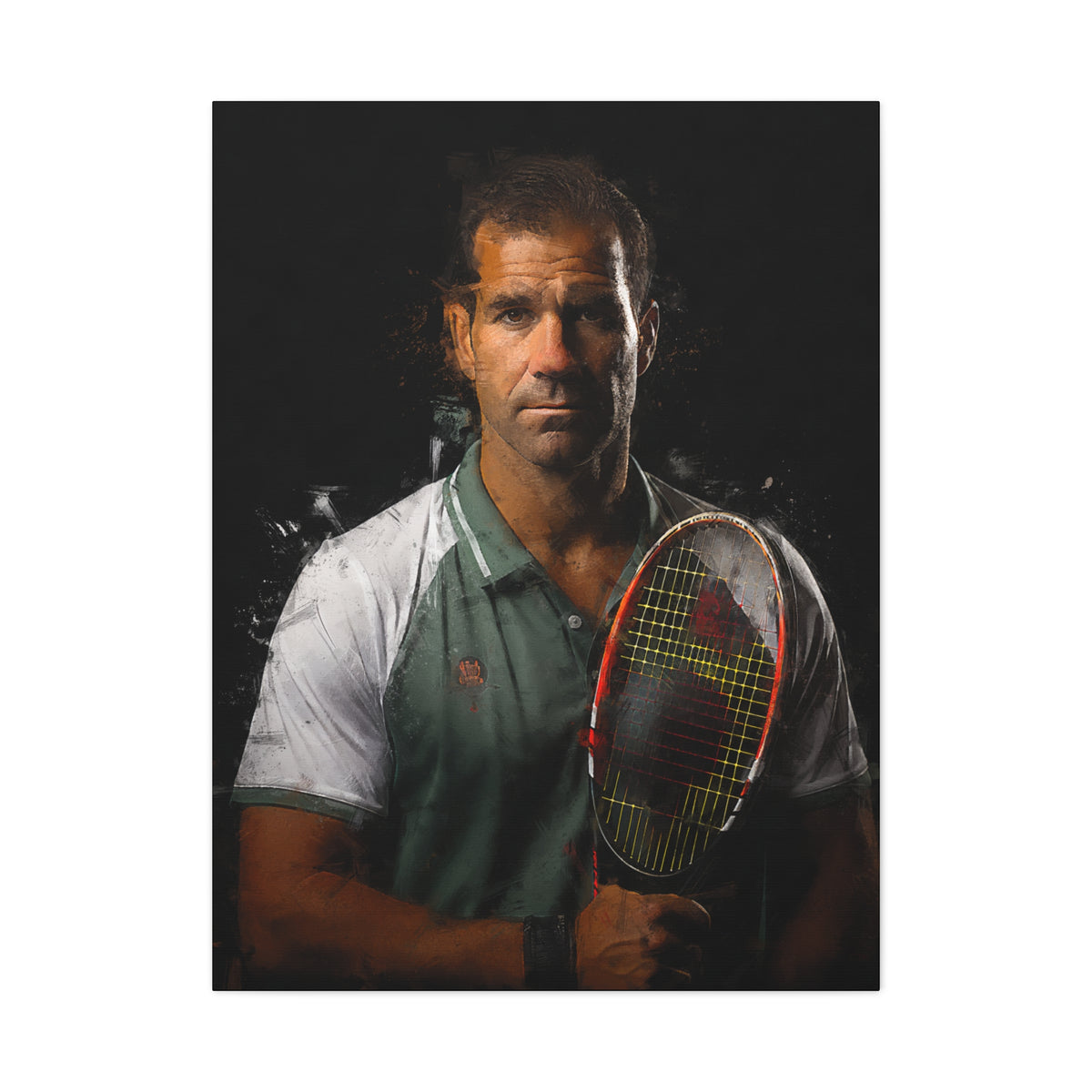 Pete Sampras Tennis Legend: Expressionist Modern Art Painting on Canvas - Stretched Canvas Tennis Fine Art Print Poster- Ready to Hang Wall Art, Tennis Fan Gift