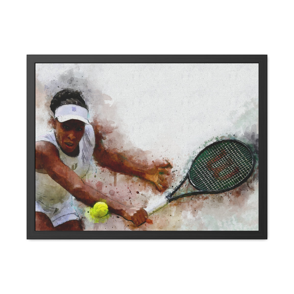 Venus Williams Tennis Legend: Ready to Hang Framed Watercolour Fine Art Painting Print Poster, Tennis Wall Art, Tennis Fan Gift