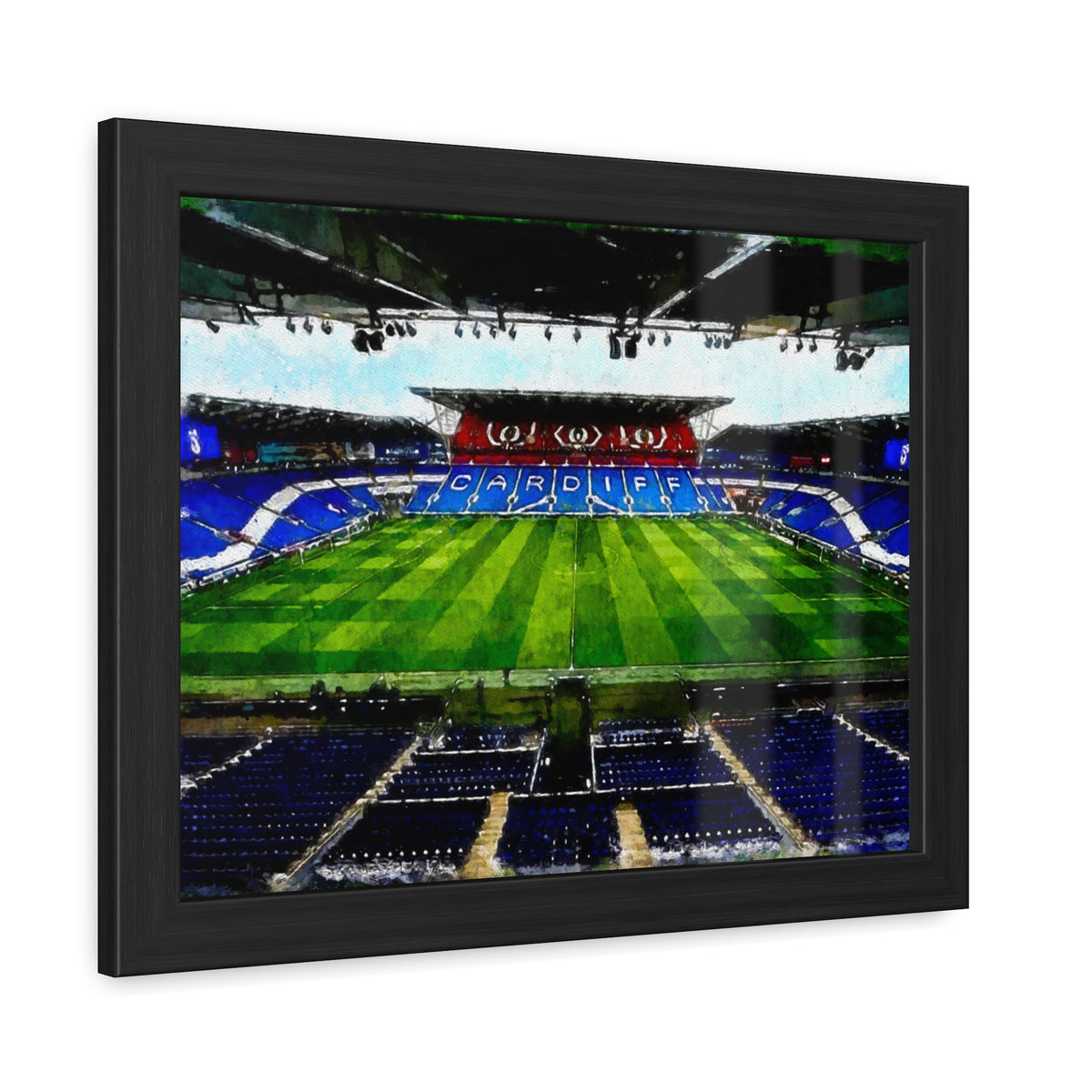 Cardiff City Stadium. Ready to Hang Framed Watercolour Fine Art Painting Print Poster, Football Wall Art, Soccer Fan Gift