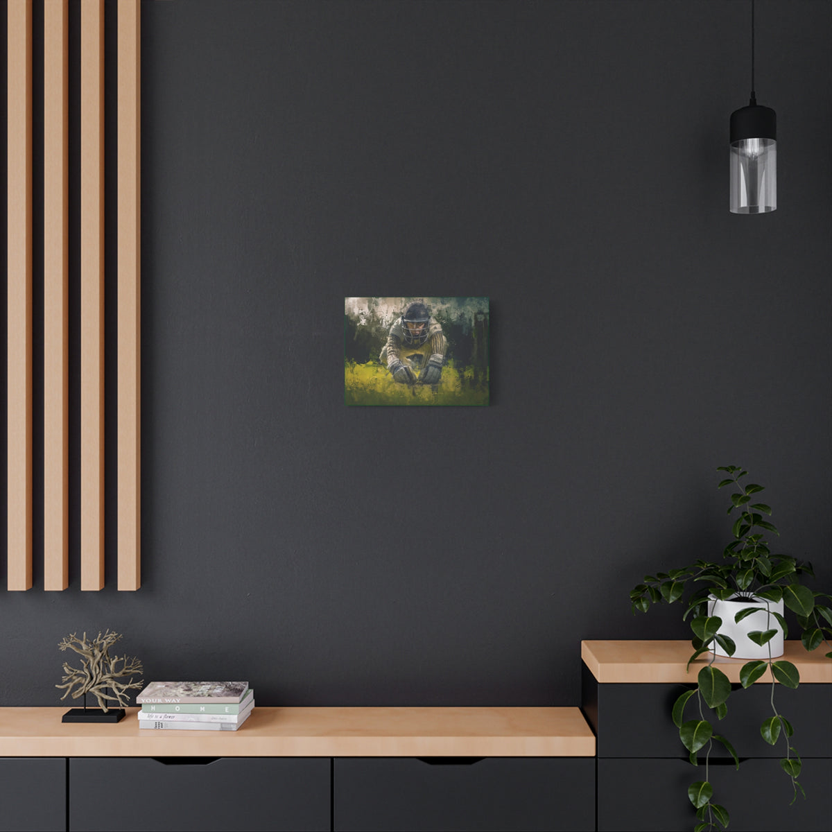 Dynamic Cricket Elegance: Wicketkeeper's Artful Presence - Canvas Art Print Poster - Ready to Hang Stretched Canvas Cricket Gift