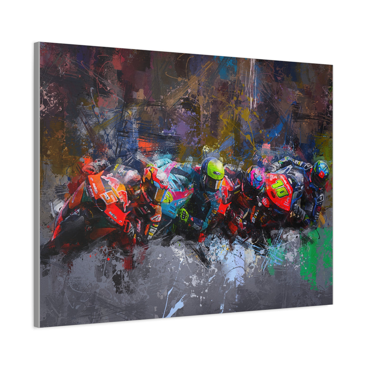 Racing Elegance: Stretched Canvas MotoGP Fine Art Print Poster - Ready to Hang, Wall Art MotoGP Gift