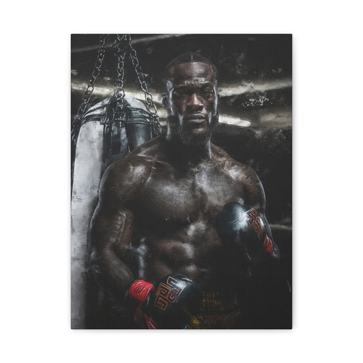 Deontay Wilder Portrait Painting: Power and Precision - Stretched Canvas Fine Art Boxing Print Poster, Ready to Hang, Wall Art Boxing Gift