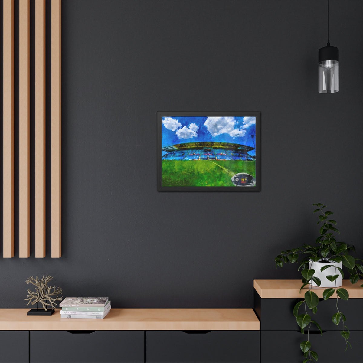 Sandy Park Reverie: Exeter Chiefs Expressionist Painting - Ready to Hang Framed Rugby Print, Stadium Ground Wall Art, Chiefs Rugby Fan Gift