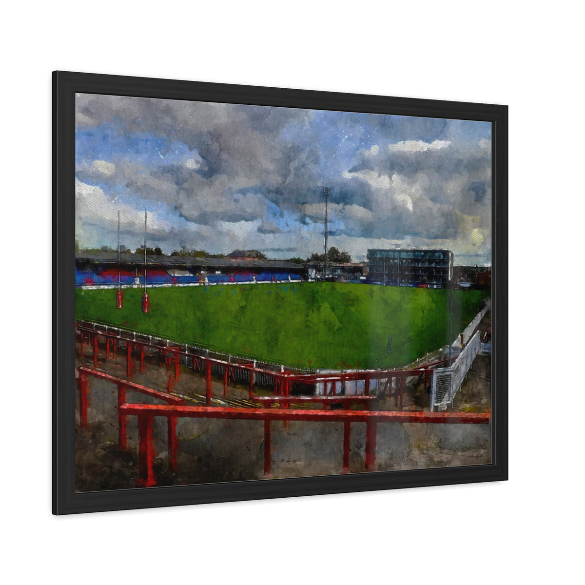 Belle Vue Reverie: Wakefield Painting - Ready to Hang Framed Fine Art Rugby Print Poster, Wildcats Rugby Fan Gift