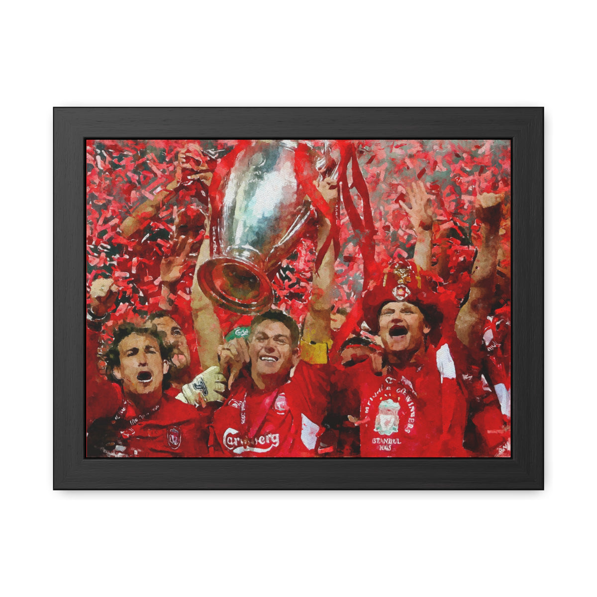 Champions League Winners 2005 Liverpool Watercolour Painting, Ready to Hang Framed Art Print Poster, Liverpool Fan Gift