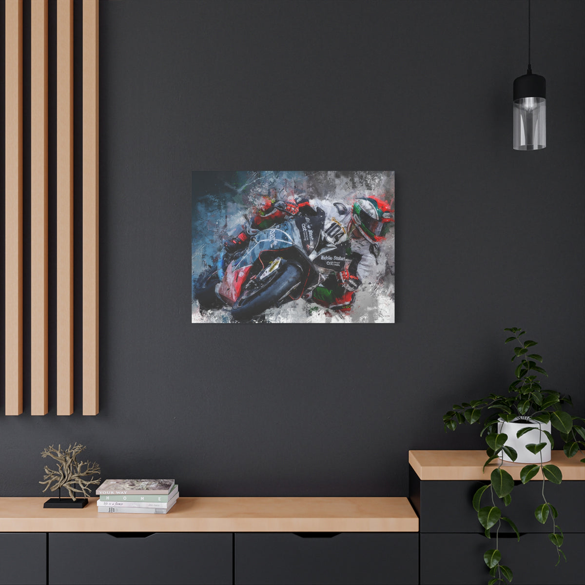 Adrenaline Unleashed: Stretched Canvas Fine Art MotoGP Print Poster - Ready to Hang, Wall Art MotoGP Gift