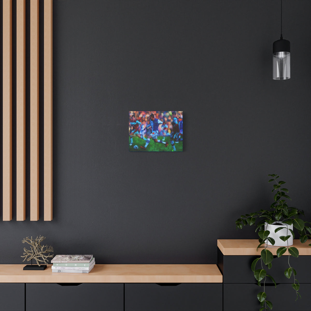 Burnley vs. Blackburn Rovers Derby Ready to Hang Framed Impessionist Fine Art Painting Print Poster, Football Wall Art, Soccer Fan Gift