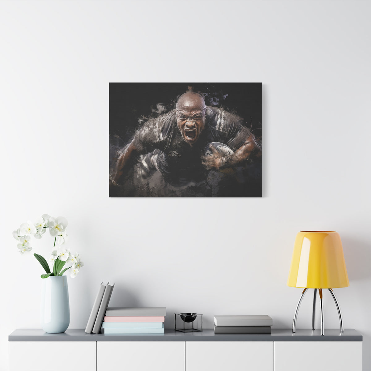 Rugby Passion Unveiled: Expressionist Canvas Fine Art Print Poster - Ready to Hang Wall Art,  Rugby Fan Gift