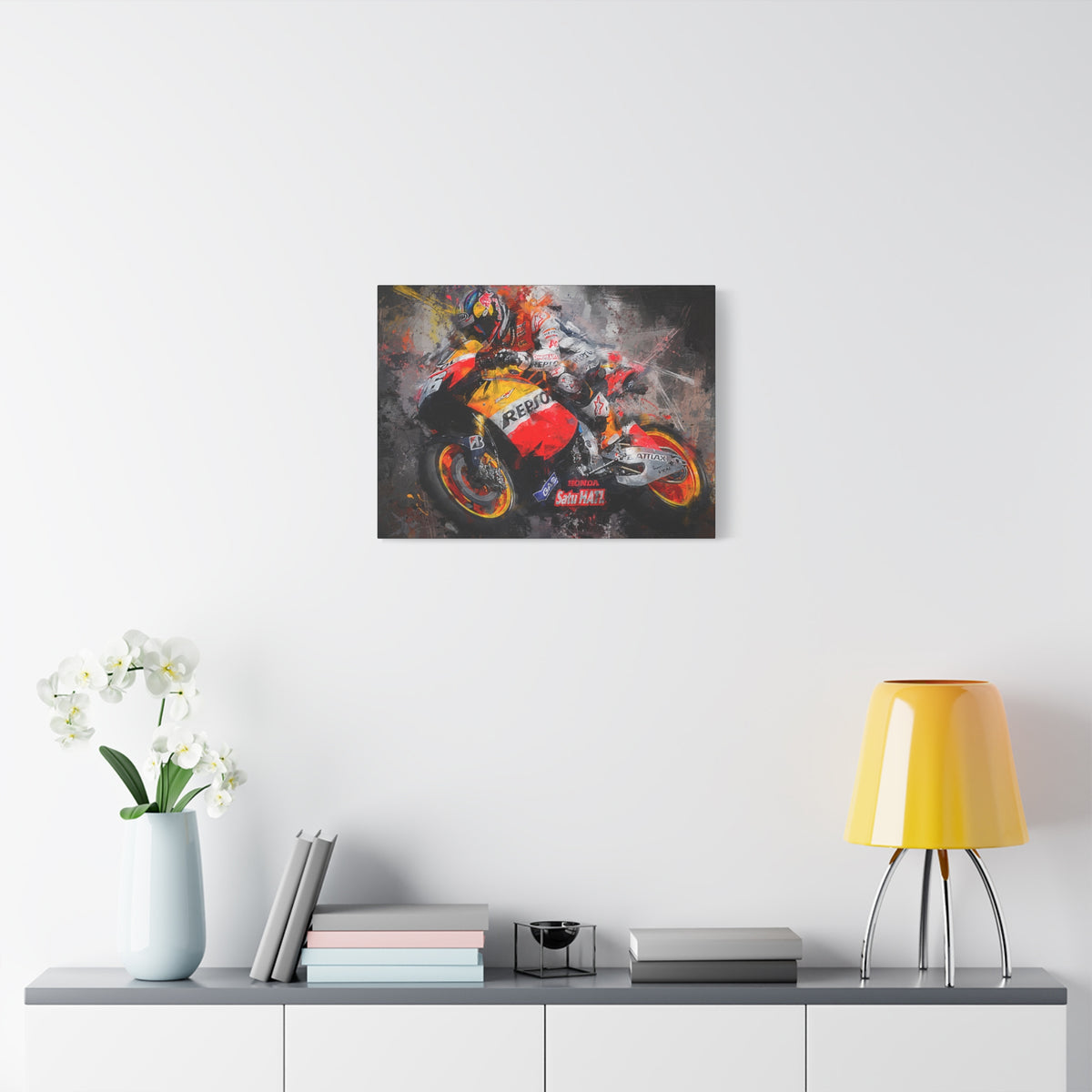 Experience the Thrill: Stretched Canvas Fine Art MotoGP Print Poster - Ready to Hang, Wall Art MotoGP Gift