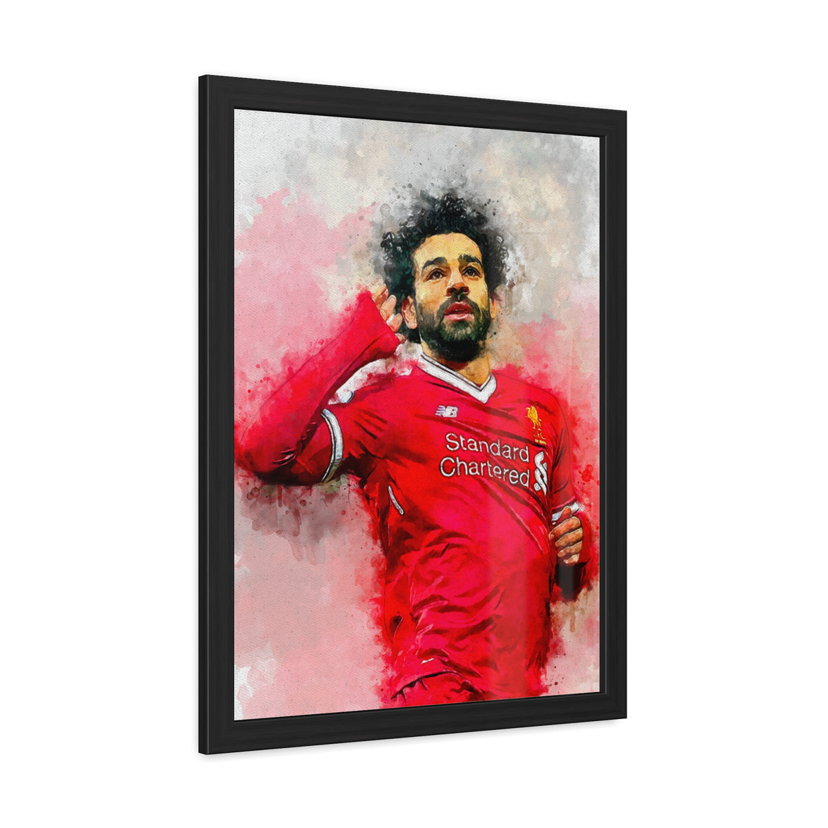 Celebrate Mohamed Salah with Expressionist Modern Art, Framed Watercolour Print Portrait, Premier League Champion, Ready to Hang Framed Watercolour Fine Art Painting Print Poster, Football Wall Art, Soccer Fan Gift