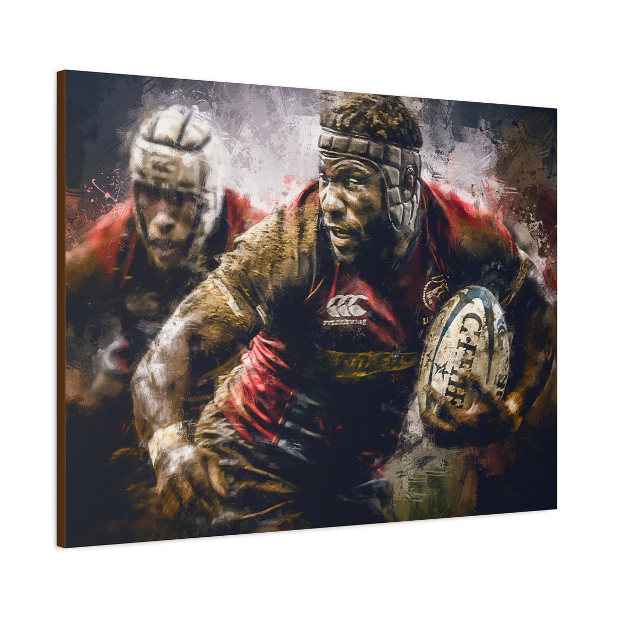 Mud & Passion: Expressionist Canvas Fine Art Print Poster - Ready to Hang Wall Art, Rugby Fan Gift