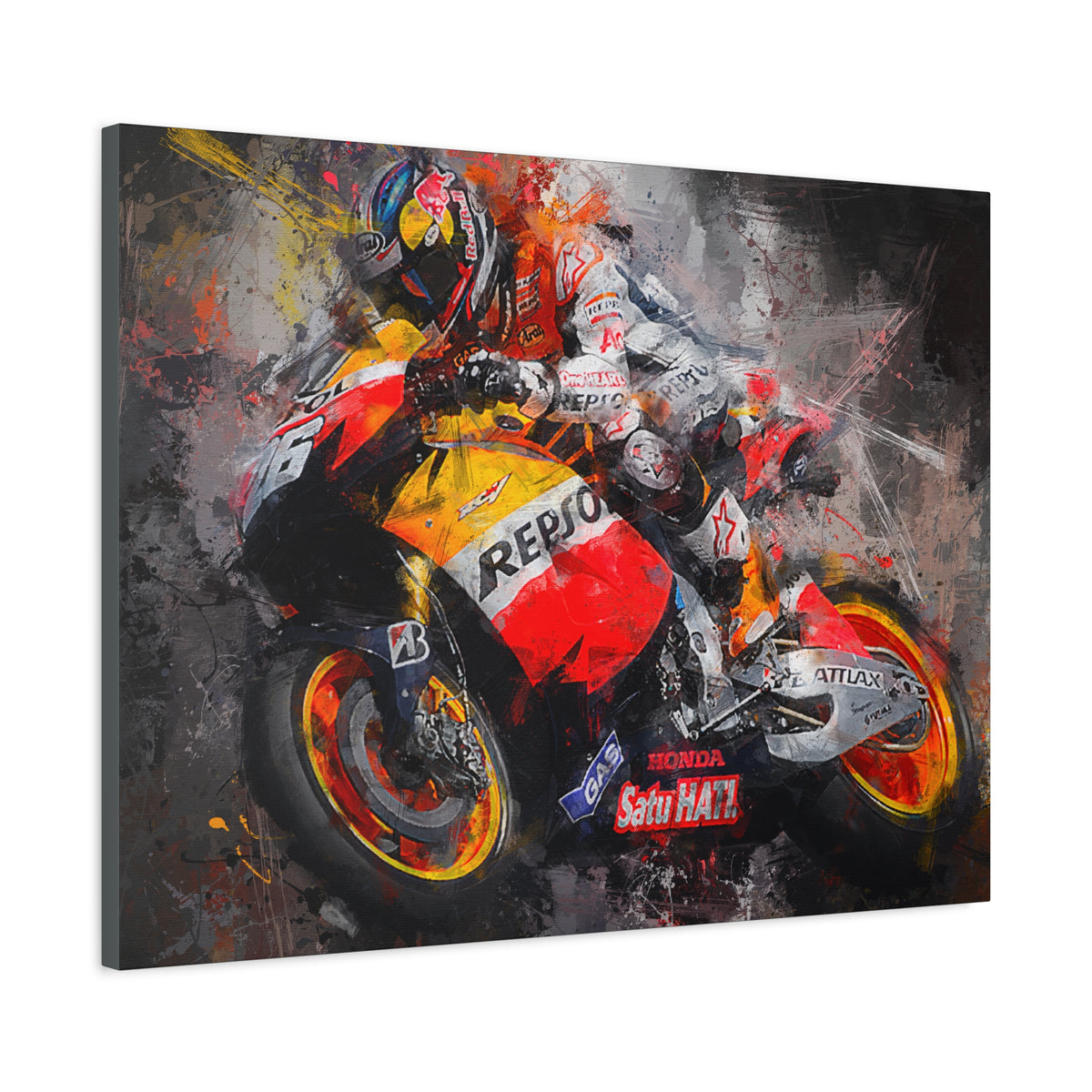 Experience the Thrill: Stretched Canvas Fine Art MotoGP Print Poster - Ready to Hang, Wall Art MotoGP Gift