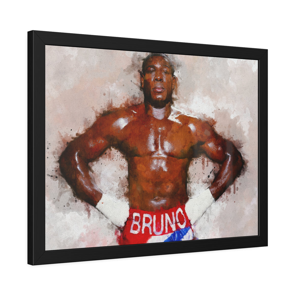 Frank Bruno Tribute Portrait: Framed Watercolour Fine Art Boxing Print Poster - Ready to Hang, Wall Art Boxing Gift