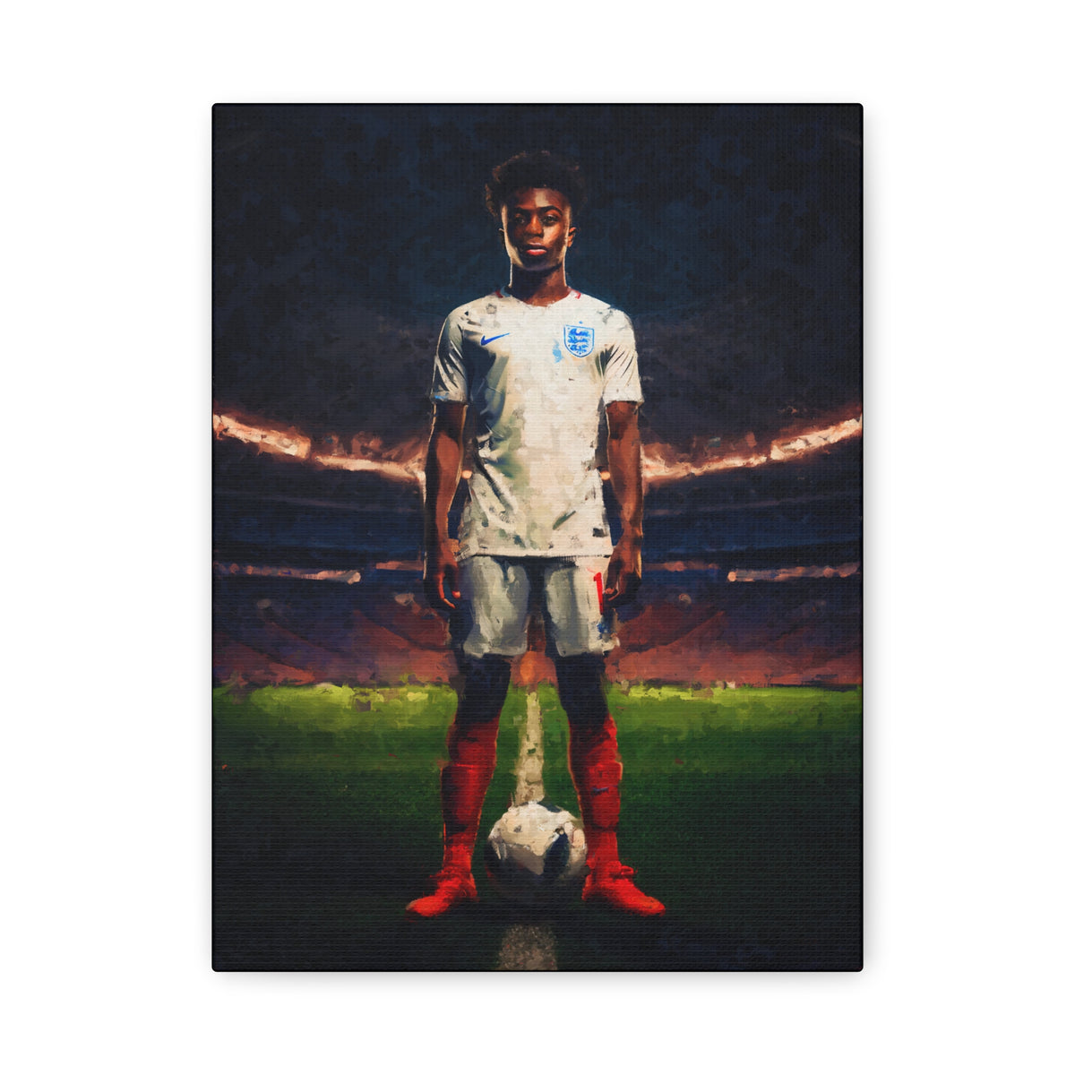 Saka's England Brilliance: Impressionist Portrait Painting - Stretched Canvas Art Print Poster- Ready to Hang Football Wall Art, Soccer Gift