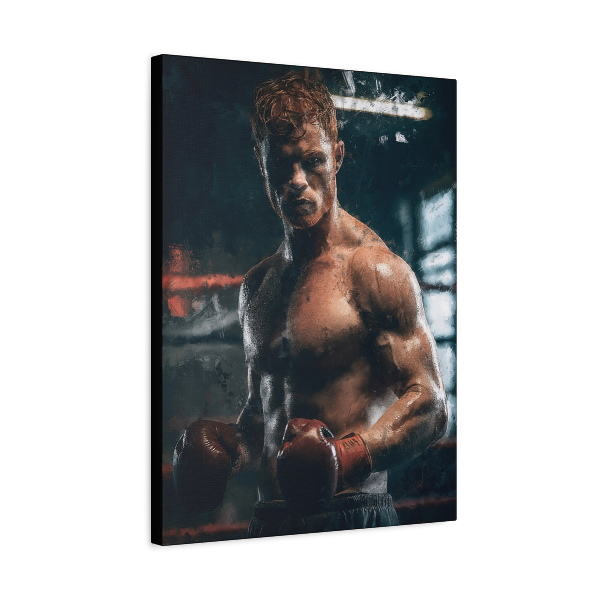 Canelo Álvarez Painting: Expressive Boxing Brilliance - Stretched Canvas Fine Art Boxing Print Poster, Ready to Hang, Wall Art Boxing Gift