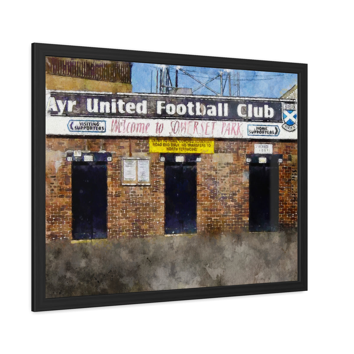 Ayr United Somerset Park Watercolour Painting ,Ready to Hang Framed Watercolour Fine Art Painting Print Poster, Football Wall Art, Soccer Fan Gift