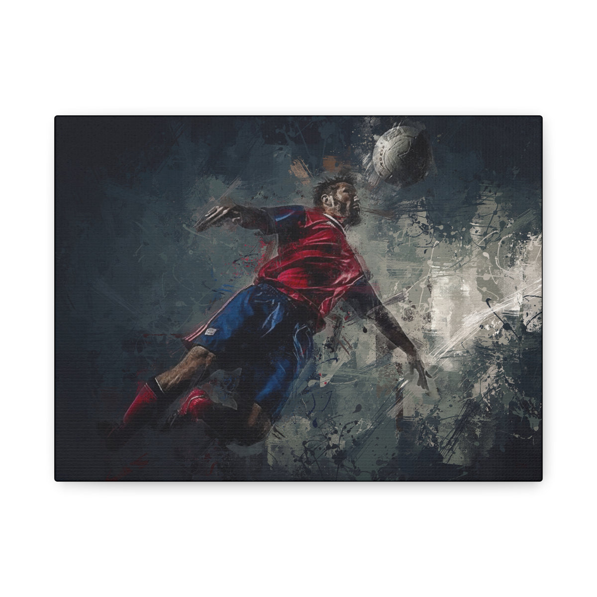 Flight of Passion: Expressionist Soccer Art Painting Print - Stretched Canvas Fine Art Poster, Ready to Hang - Ideal Football Fan Gift